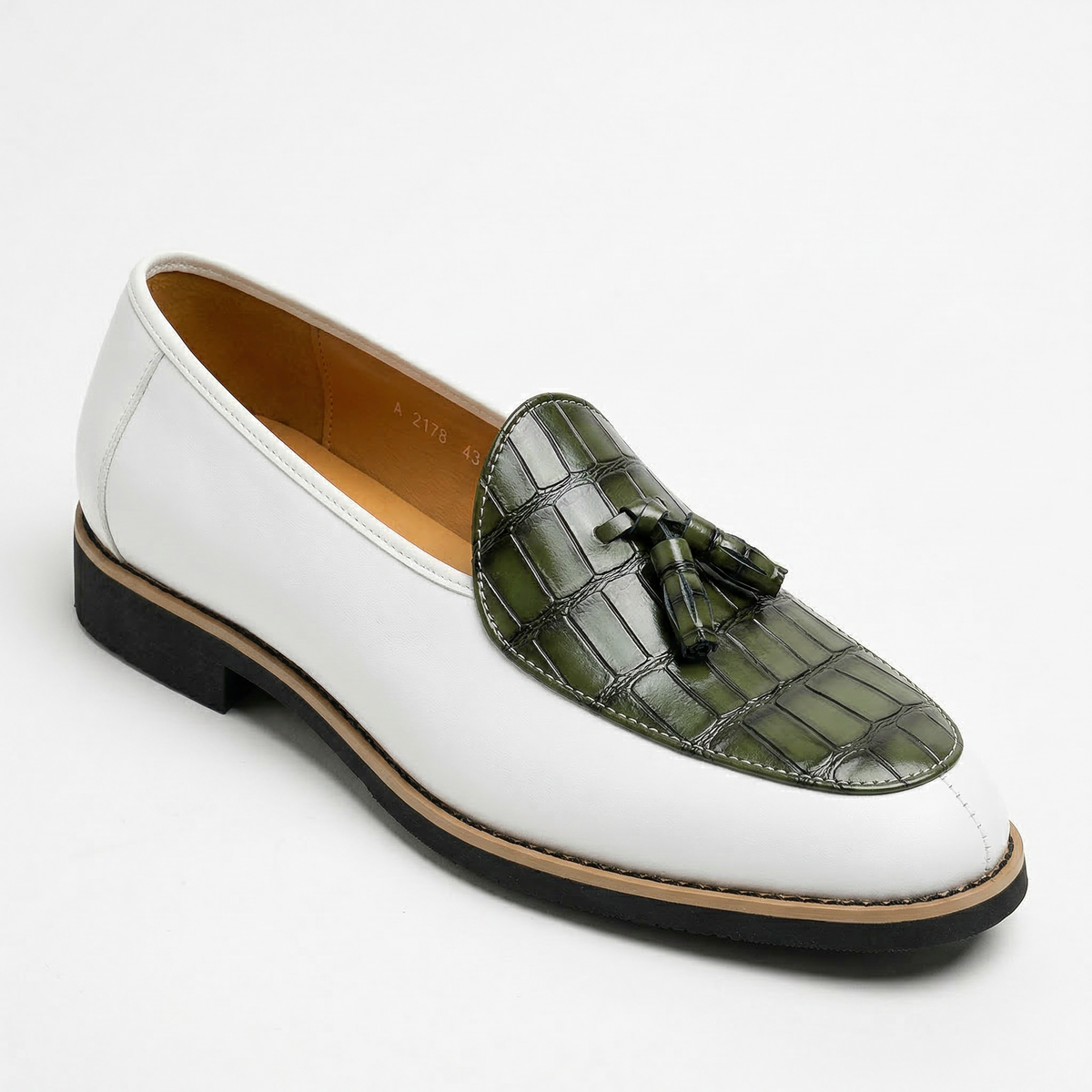 Men's Leather Tassel Loafers, Croc-Embossed Dress Shoes