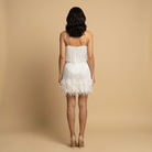 Women's Fringe Mini Dress with Feather Trim - Cocktail Party Dress