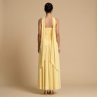 Women's Maxi Dress Bustier with Asymmetric Shawl Neckline and Front Slit
