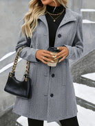 Women's Winter Coats with Lapel Collar, Long Button-Front Coat