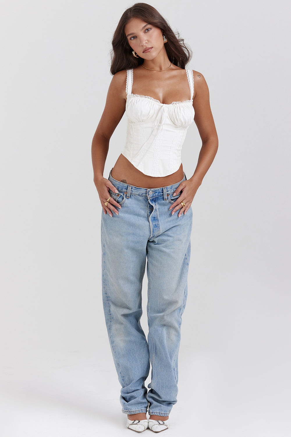 Moira | Dames Korset Top – Satijnlook, Kanten Details, Verstelbare Bandjes, Getailleerd Model