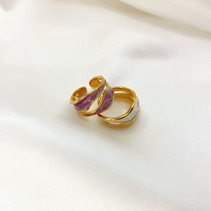 Grace Gouden Ring | Verstelbare damesring met golvend design en emaille afwerking