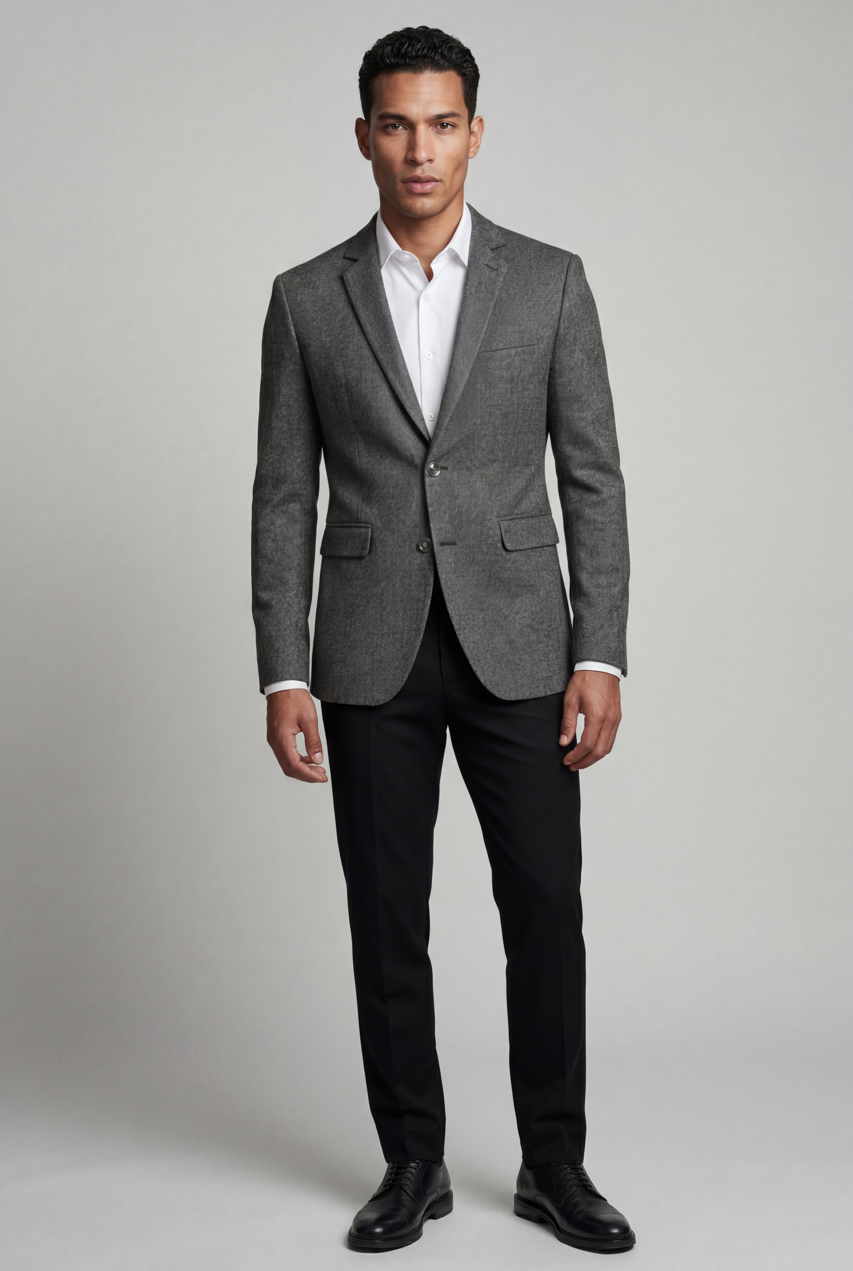 Gray Slim Tailored Single-breasted Formal Blazer - Formal blazers - Photo 1