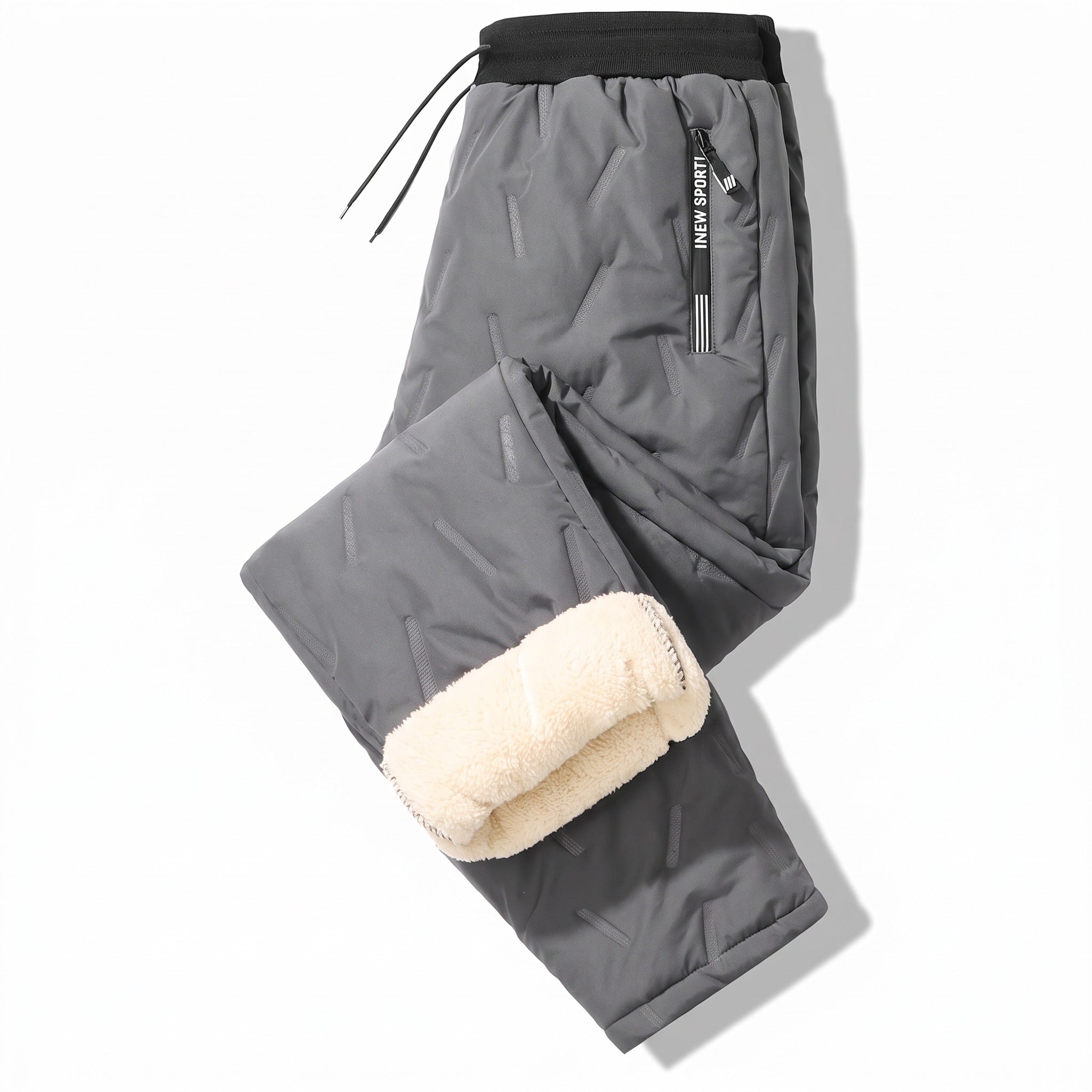Unisex Thermal Joggers Lamb Fleece Lined Windproof Zip Pocket Pants, product photo 6