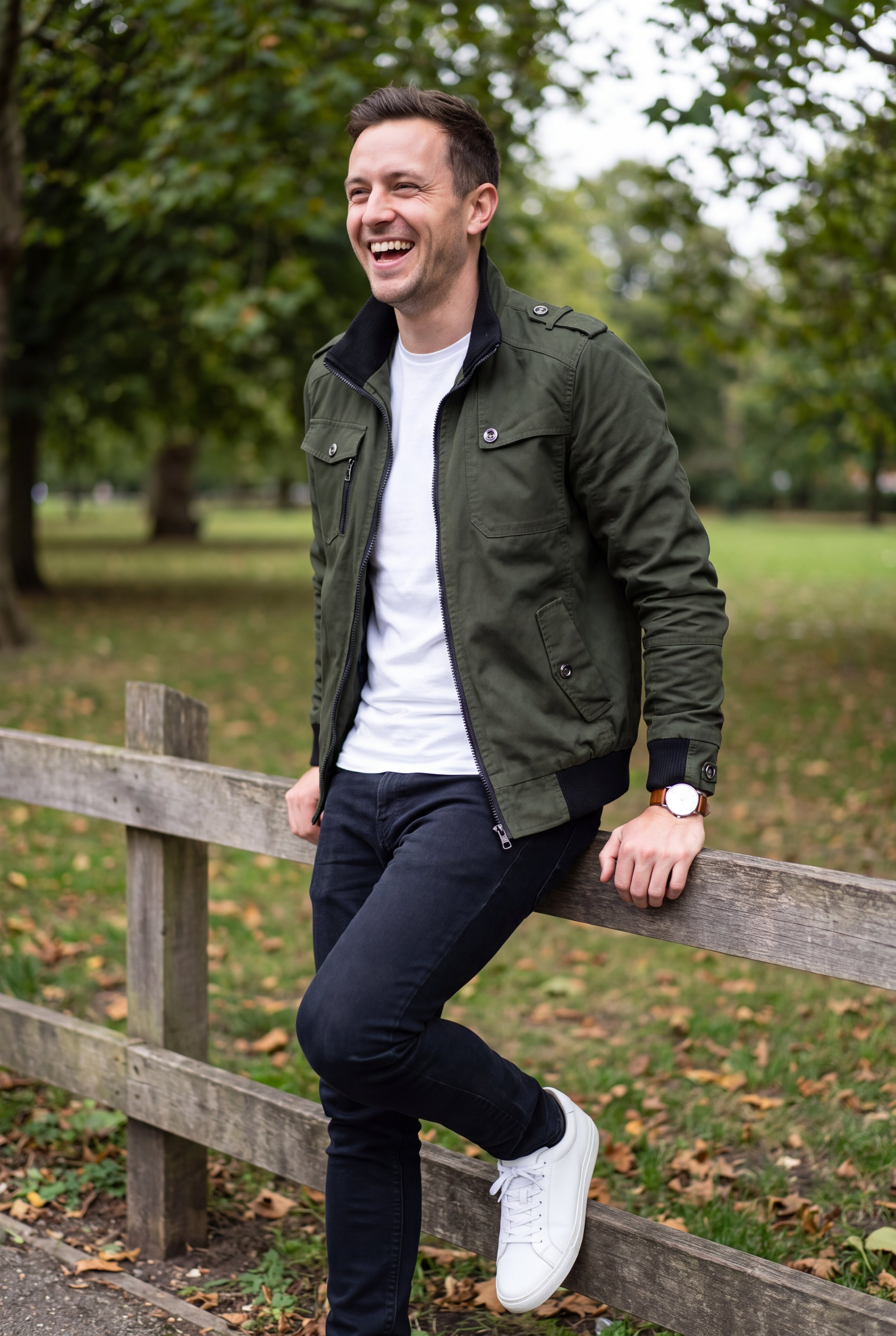 Men's Bomber Jacket Classic Fit in Green — ugc bomber park