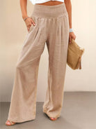 Women's Wide Leg Pants High Waist Smocked Waistband