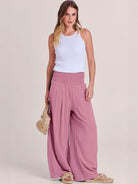 Women's Wide Leg Pants High Waist Smocked Waistband