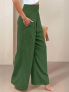 Women's Wide Leg Pants High Waist Smocked Waistband