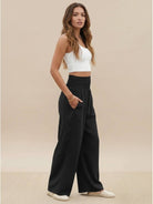 Women's Wide Leg Pants High Waist Smocked Waistband