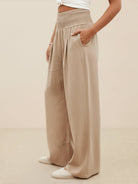 Women's Wide Leg Pants High Waist Smocked Waistband