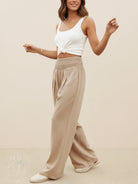 Women's Wide Leg Pants High Waist Smocked Waistband