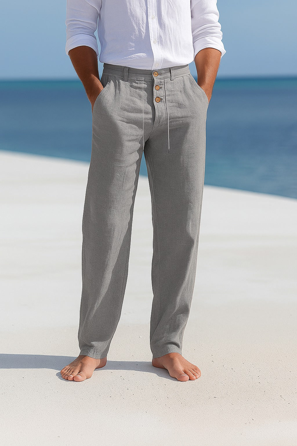 Men's Linen Pants Straight Fit - Breathable Summer Trousers