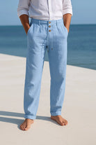 Men's Linen Pants Straight Fit - Breathable Summer Trousers