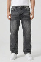 heren loose fit straight leg broek in zwart