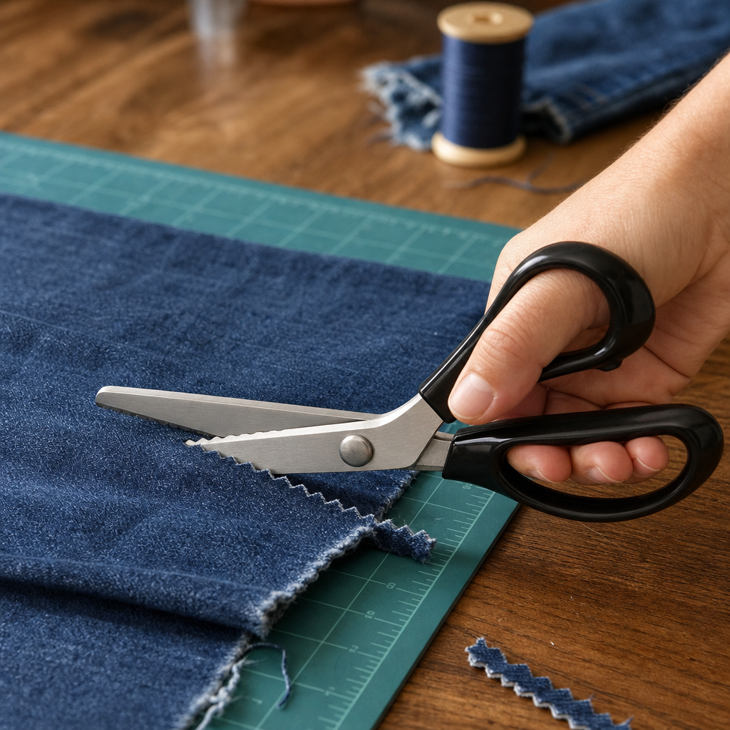 Spring-Assisted Zigzag Pinking Shears – Hardened Steel Fabric Scissors