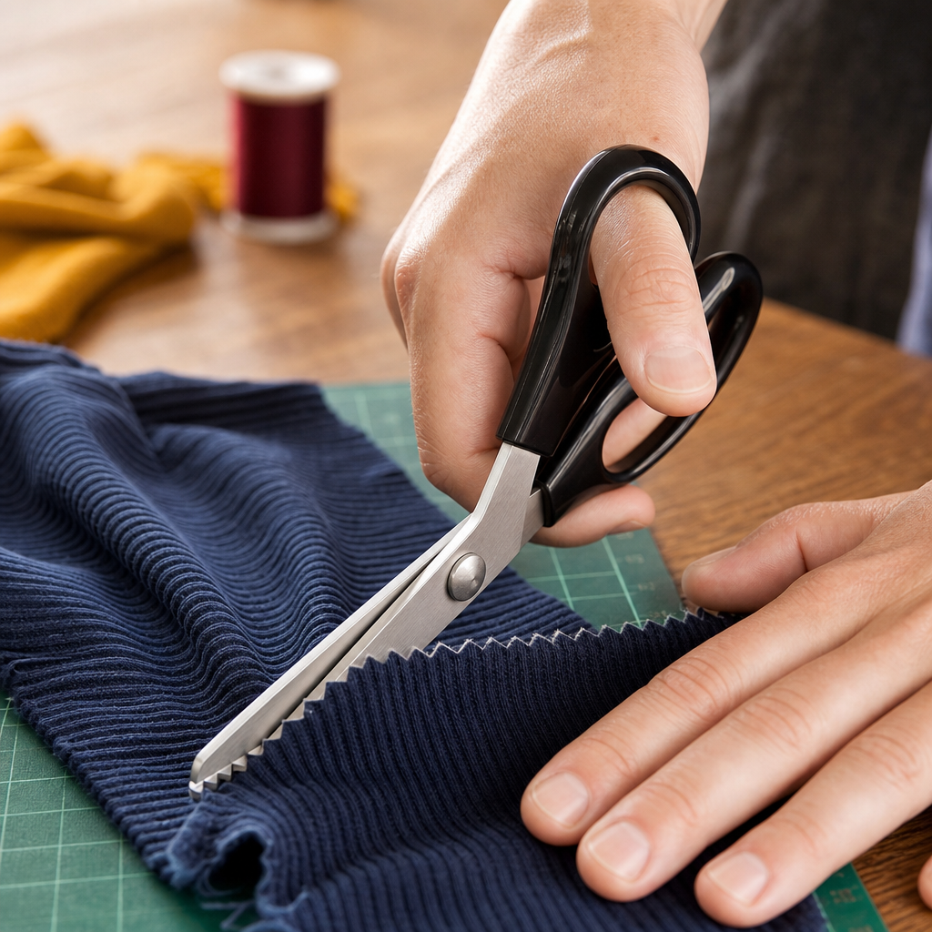 Spring-Assisted Zigzag Pinking Shears – Hardened Steel Fabric Scissors