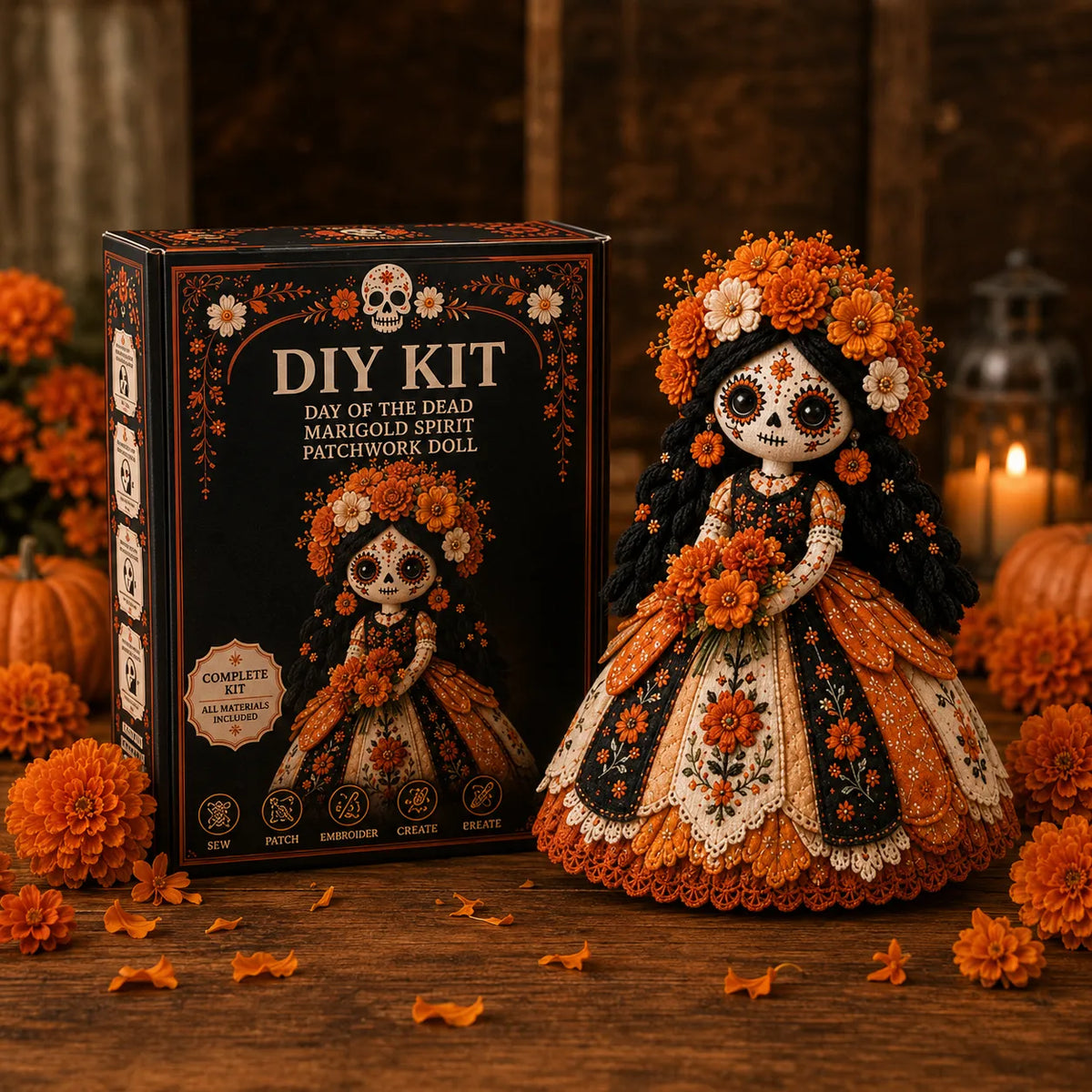 Day of the Dead Patchwork Doll Craft Kit – Beginner Sewing Set