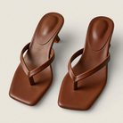 Women's Toe-Strap Kitten Heel Sandals - Square Toe