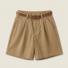 Women's Linen Shorts High-Waist Pleated with Belt