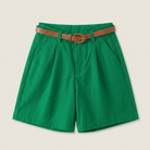 Women's Linen Shorts High-Waist Pleated with Belt