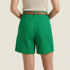 Women's Linen Shorts High-Waist Pleated with Belt
