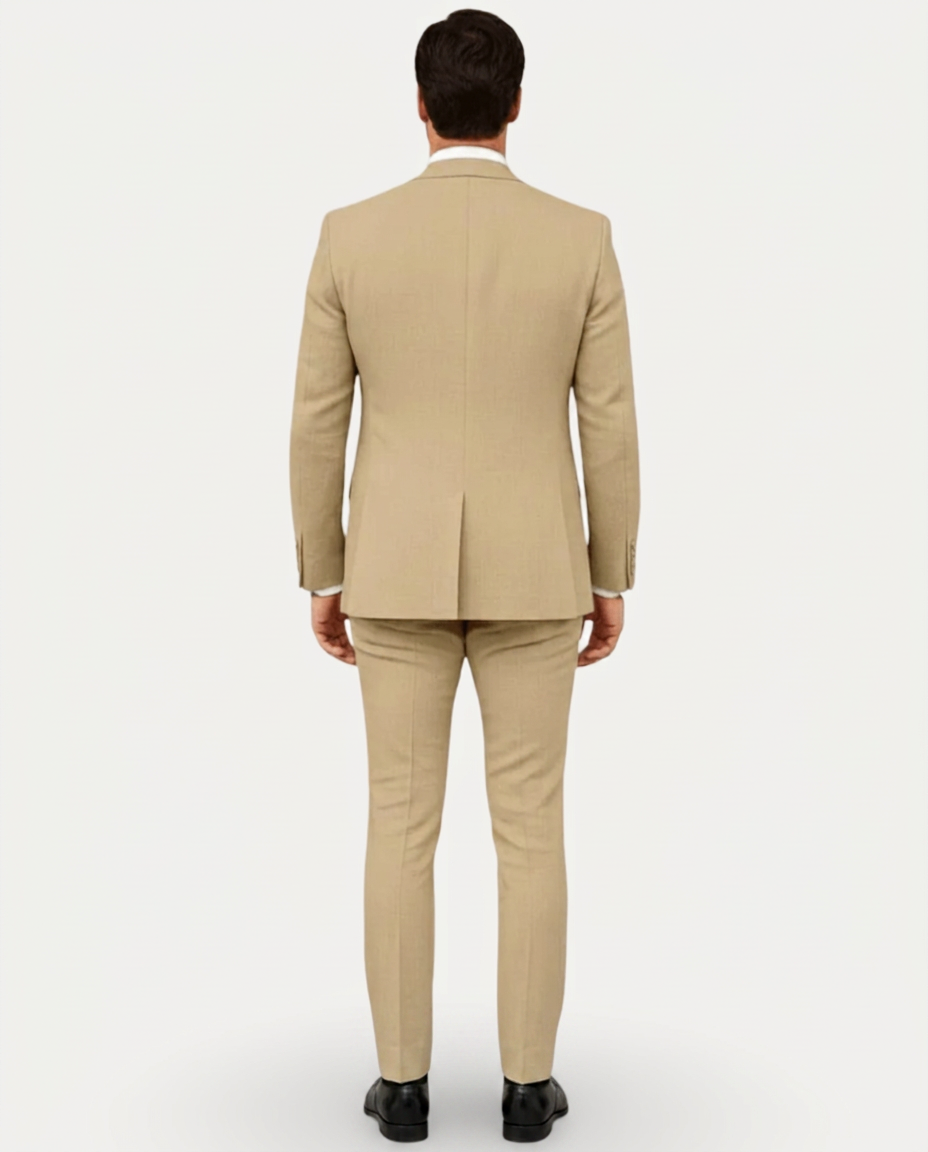 Men's Slim Fit Linen Suit – Single-Breasted Two-Button Blazer