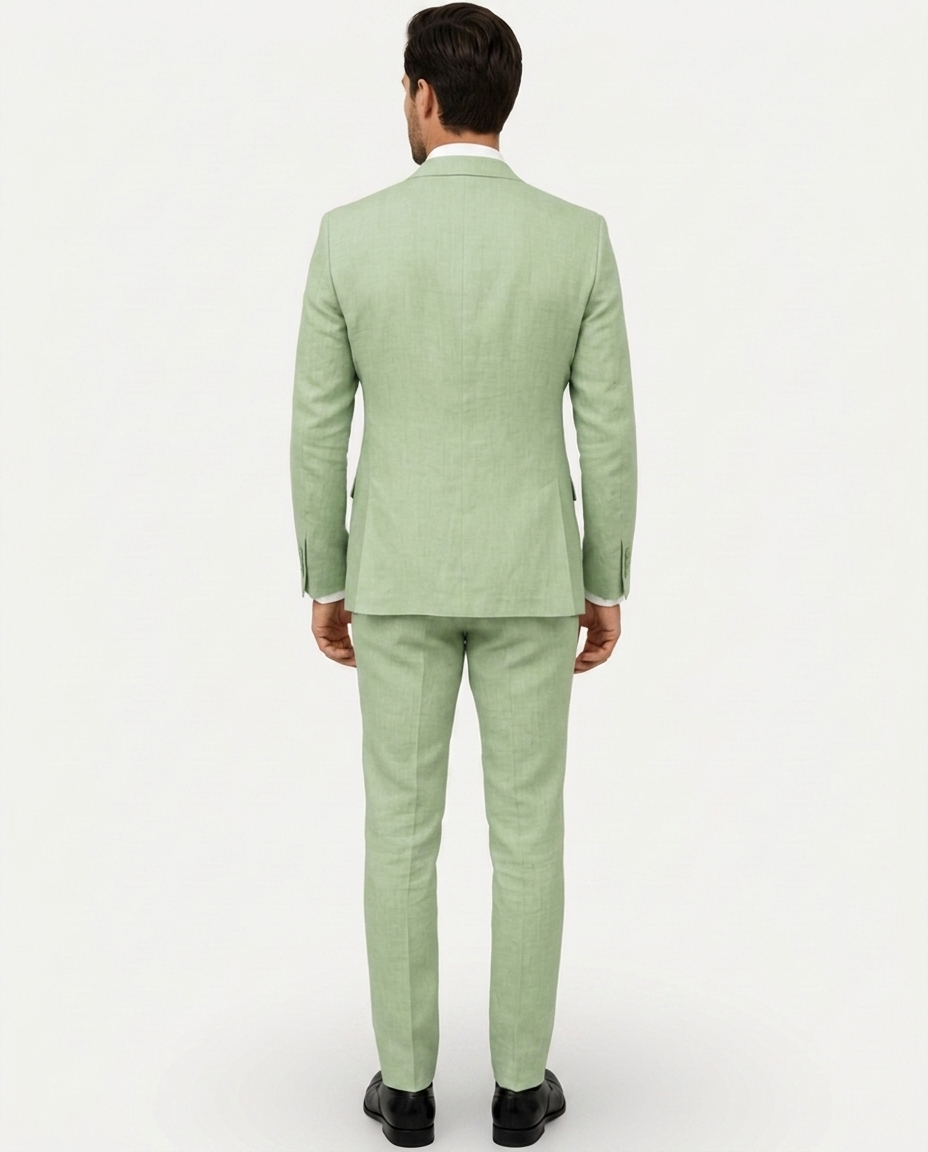Men's Slim Fit Linen Suit – Single-Breasted Two-Button Blazer