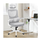 high-back mesh office chair with footrest and headrest in black