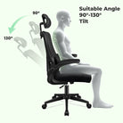 high-back mesh office chair with footrest and headrest in black