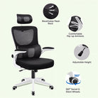 high-back mesh office chair with footrest and headrest in black & white