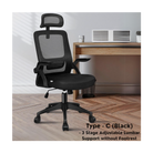 high-back mesh office chair with footrest and headrest in black
