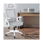 high-back mesh office chair with footrest and headrest in white