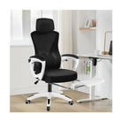 high-back mesh office chair with footrest and headrest in black & white
