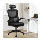 high-back mesh office chair with footrest and headrest in black