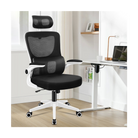 high-back mesh office chair with footrest and headrest in black & white