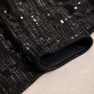 homecoming dress — Black sequin long sleeve cuff and lining construction detail — view 10