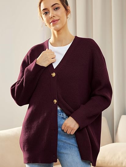 Dames Lichtgewicht V-hals Vest – Cardigan met knoopjes, casual
