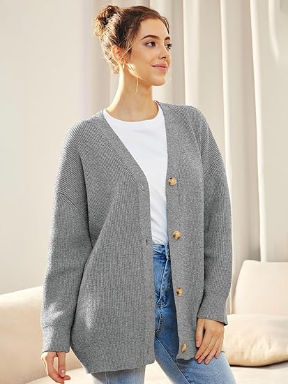 Dames Lichtgewicht V-hals Vest – Cardigan met knoopjes, casual