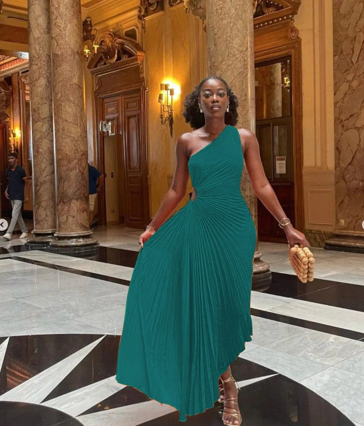 Floretta | Dames Maxi-Jurk, Elegante Plooiende Design voor Lente en Zomer