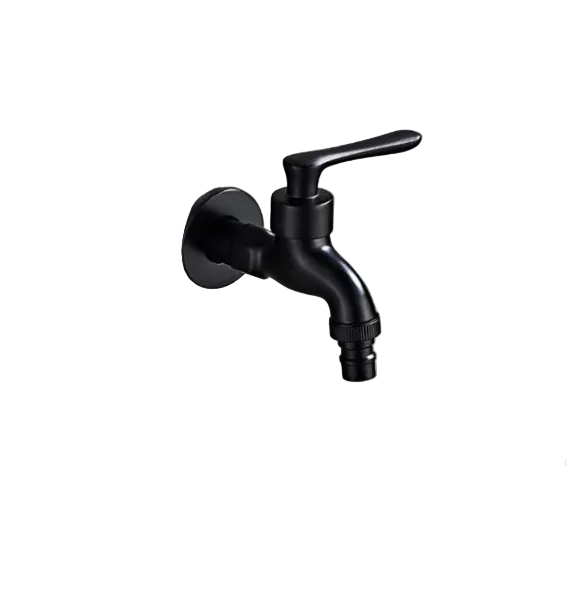 Wall-Mounted Faucet in Matte Black Solid Brass for Kitchen, Bath and Garden
