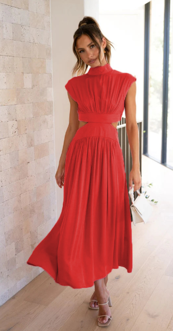 Ada | Maxi Jurk Dames – Elegante Cut-Out Taille en Vloeiend Silhouet