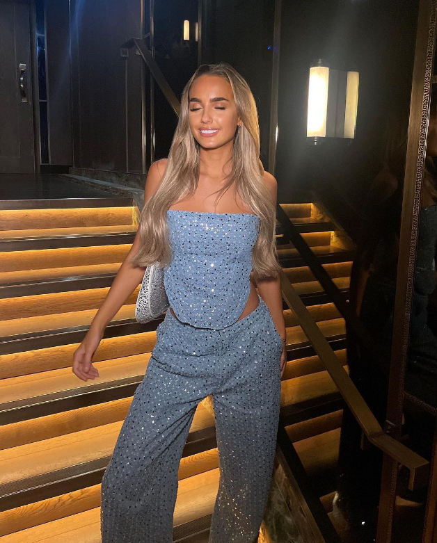 Cressida | Dames Set – Glitter Tweedelige Outfit met Strapless Top en Rechte Broek