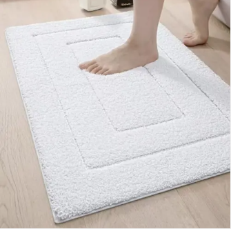 Microfiber Shower Mat with Non-Slip Base, Quick-Dry Bathroom Rug