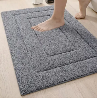 Microfiber Shower Mat with Non-Slip Base, Quick-Dry Bathroom Rug