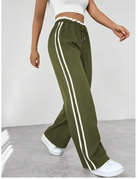 Women's High-Waist Jogger Sweatpants - Side-Stripe Detail, Relaxed Fit