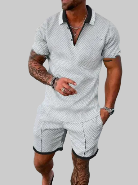 Men's Slim Fit Summer Set – Short Sleeve Polo & Shorts