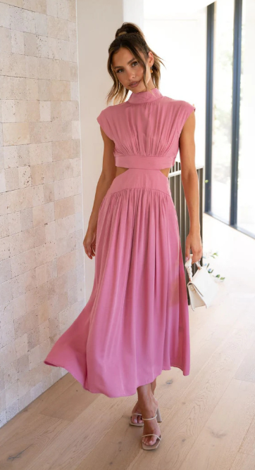 Ada | Maxi Jurk Dames – Elegante Cut-Out Taille en Vloeiend Silhouet