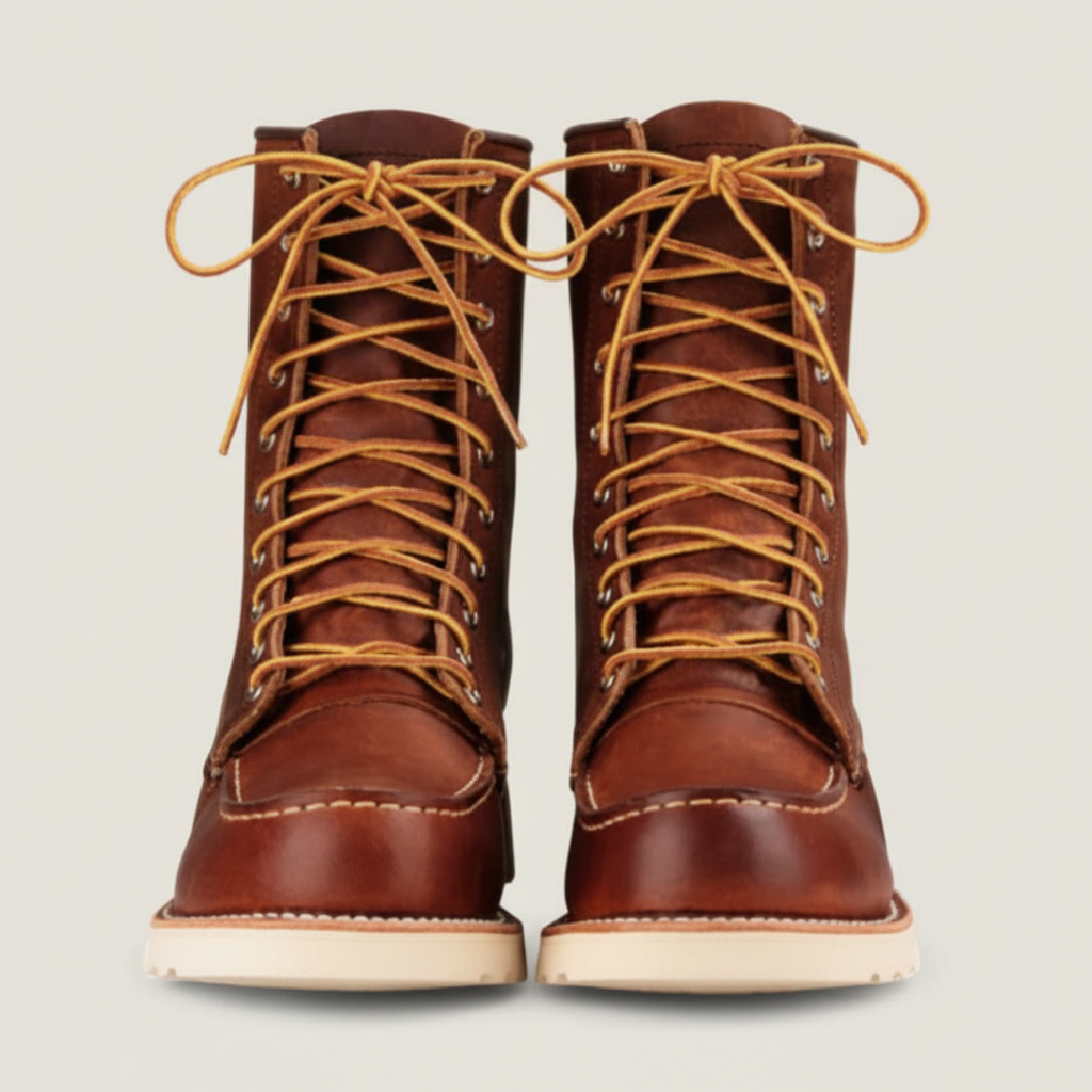 Men's Tobacco Plain-Toe Wedge Boots