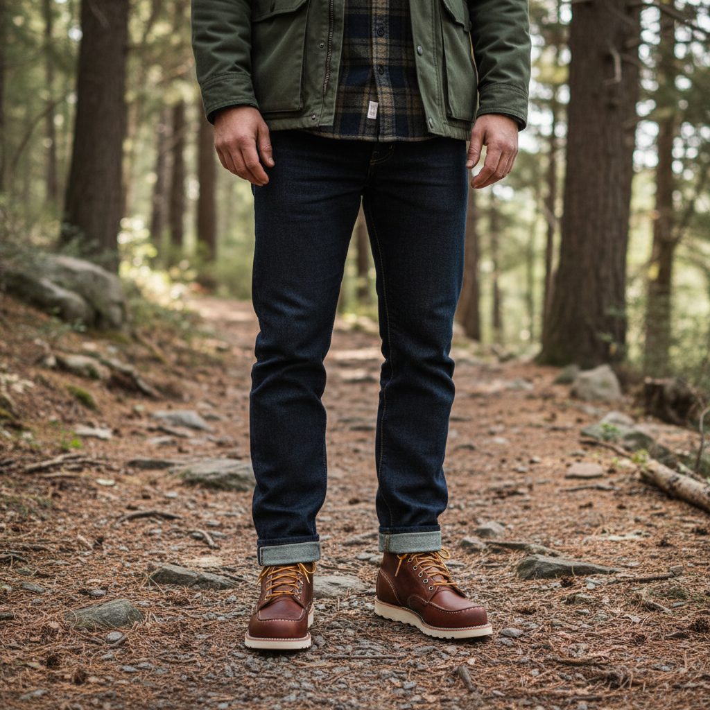 Men's Tobacco Plain-Toe Wedge Boots
