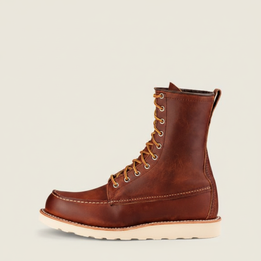 Men's Tobacco Plain-Toe Wedge Boots